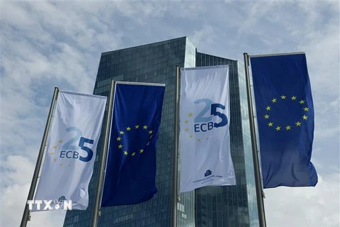 Trụ sở Ngân hàng Trung ương châu Âu (ECB) tại Frankfurt am Main, Đức. (Ảnh: AFP/TTXVN)