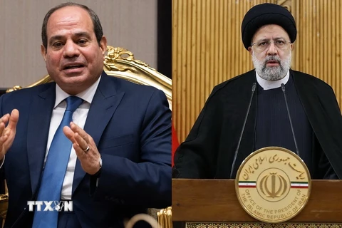 Tổng thống Ai Cập Abdel Fattah al-Sisi và người đồng cấp Iran Ebrahim Raisi. (Nguồn: AFP/TTXVN)