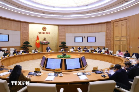 Phó Thủ tướng Trần Hồng Hà chủ trì phiên họp. (Ảnh: Văn Điệp/TTXVN)