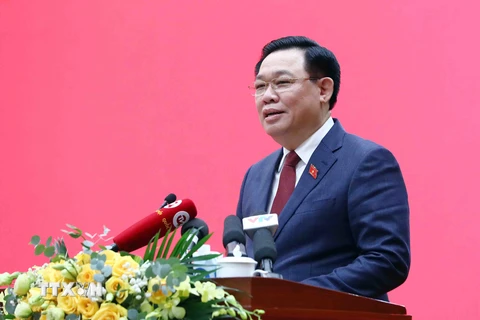 Chủ tịch Quốc hội Vương Đình Huệ phát biểu chỉ đạo. (Ảnh: Phạm Kiên/TTXVN)