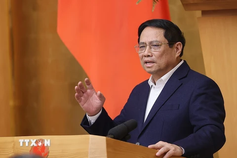 Thủ tướng Phạm Minh Chính kết luận Phiên họp Chính phủ chuyên đề xây dựng pháp luật tháng 12. (Ảnh: Dương Giang/TTXVN)