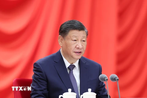Chủ tịch Trung Quốc Tập Cận Bình phát biểu tại một hội nghị ở Bắc Kinh ngày 8/1/2024. (Ảnh: THX/TTXVN)