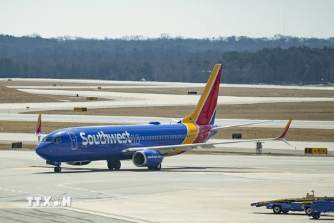 Máy bay Boeing 737 của hãng hàng không Southwest Airlines tại sân bay quốc tế Baltimore Washington, Mỹ. (Ảnh: AFP/TTXVN)