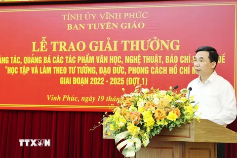 Ông Bùi Huy Vĩnh, Trưởng Ban Tuyên giáo Tỉnh ủy Vĩnh Phúc. (Ảnh: Nguyễn Thảo/TTXVN)