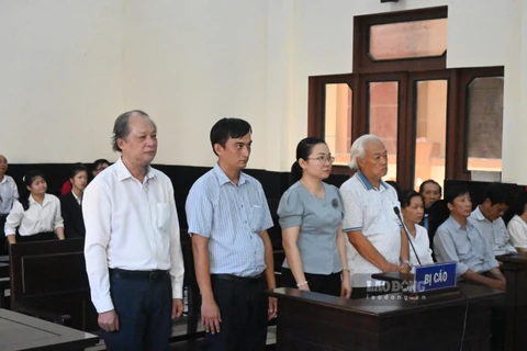 Các bị cáo bị Tòa án nhân dân tỉnh Tiền Giang tuyên bố phạm tội “Vi phạm quy định về đấu thầu gây hậu quả nghiêm trọng”. (Nguồn: Báo Lao Động)