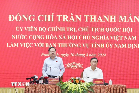 Chủ tịch Quốc hội Trần Thanh Mẫn phát biểu. (Ảnh: Thống Nhất/TTXVN)