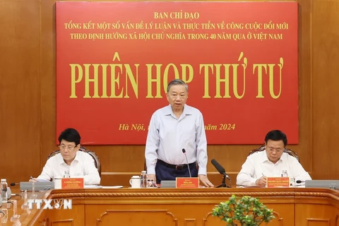 Tổng Bí thư, Chủ tịch nước Tô Lâm phát biểu khai mạc Phiên họp. (Ảnh: Trí Dũng/TTXVN)