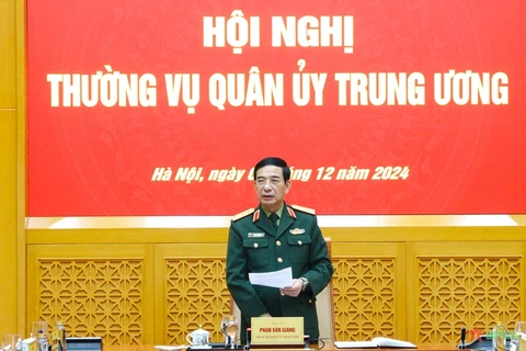 Đại tướng Phan Văn Giang chủ trì Hội nghị Thường vụ Quân ủy Trung ương. (Nguồn: Quân đội Nhân dân)