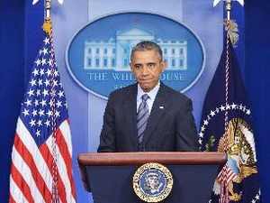 Tổng thống Mỹ Barack Obama phát biểu về tình hình Ukraine ngày 6/3. (Nguồn: AFP/TTXVN)