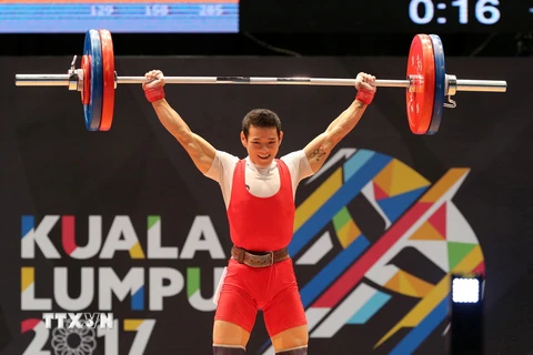 Thạch Kim Tuấn thi đấu ở trận chung kết hạng 56kg nam. (Ảnh: Quốc Khánh/TTXVN)
