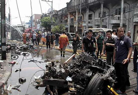 Hiện trường một vụ đánh bom ở Yala, Thái Lan. (Nguồn: AP)