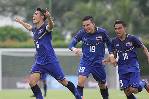 Niềm vui của các cầu thủ U23 Thái Lan.