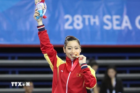 Hà Thanh tiếp tục giành huy chương vàng. (Ảnh: Quốc Khánh/TTXVN)