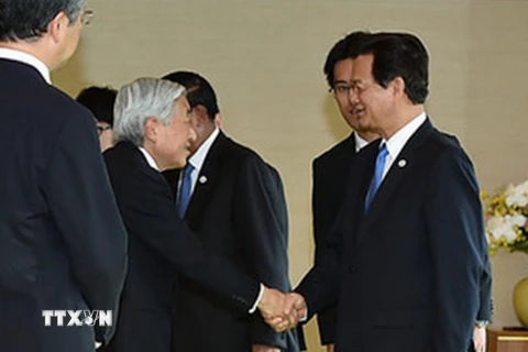 Thủ tướng Nguyễn Tấn Dũng hội kiến với Nhật Hoàng cùng lãnh đạo các nước Mekong. (Ảnh: TTXVN​)