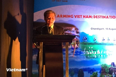 Đại sứ Tôn Sinh Thành phát biểu tại đêm hội du lịch Việt Nam tại thành phố Chandigarh. (Ảnh: Minh Lý/Vietnam+)