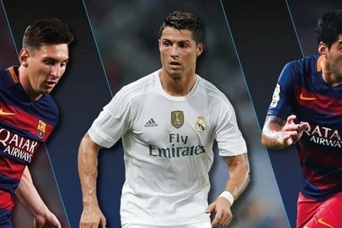 Messi, Ronaldo và Suarez sẽ cạnh tranh danh hiệu Cầu thủ xuất sắc nhất châu Âu. (Nguồn: UEFA.com)