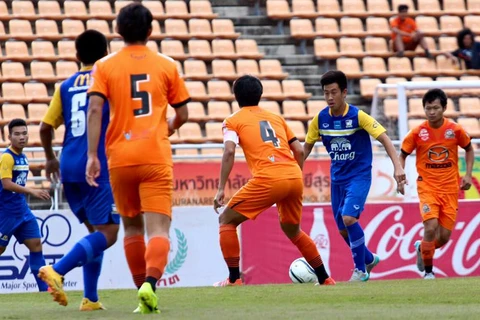 U19 Thái Lan (áo xanh) thua đậm.