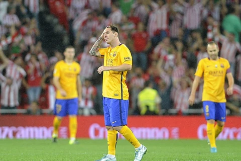 Messi và đồng đội thảm bại. (Nguồn: AFP/Getty Images)