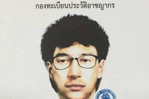 Hình ảnh phác họa nghi phạm đánh bom Bangkok. (Nguồn: bangkokpost)