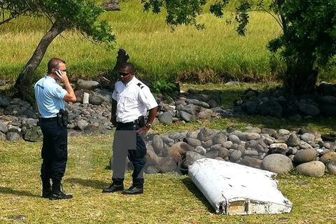 Mảnh vỡ máy bay được tìm thấy trên đảo Reunion. (Nguồn: AFP/TTXVN)