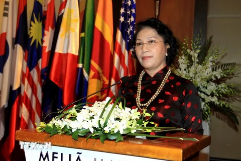 Phó Chủ tịch Quốc hội Nguyễn Thị Kim Ngân, Chủ tịch Hội Hữu nghị Việt Nam-Cuba phát biểu tại lễ khai mạc. (Ảnh: An Đăng/TTXVN)