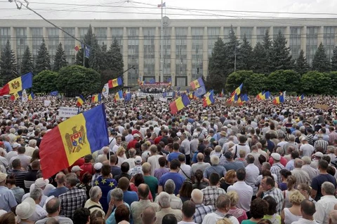 Người dân Moldova biểu tình. (Nguồn: Reuters)