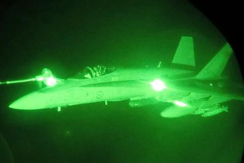 Máy bay tiêm kích F/A-18A Hornet của Australia không kích IS. (Nguồn: heraldsun)