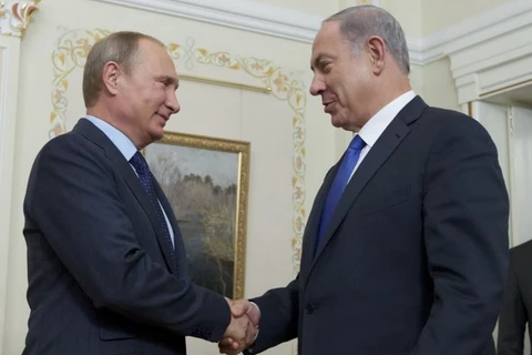 Tổng thống Nga Vladimir Putin tiếp Thủ tướng Israel Benjamin Netanyahu. (Nguồn: AFP)