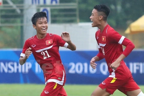 U16 Việt Nam đã giành vé đến Ấn Độ tham dự vòng chung kết. (Ảnh: Minh Chiến/Vietnam+)