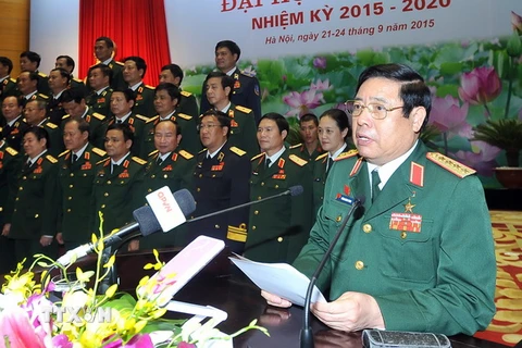 Bộ trưởng Bộ Quốc phòng Phùng Quang Thanh phát biểu bế mạc Đại hội. (Ảnh: Trọng Đức​/TTXVN​)