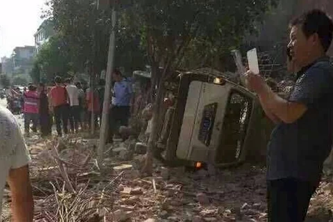 Hiện trường một vụ nổ ở khu tự trị Choang Quảng Tây. (Nguồn: Reuters)