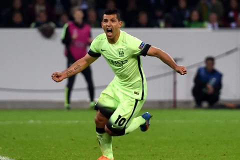 Sergio Aguero ghi bàn giúp Man City giành chiến thắng trước Monchengladbach. (Nguồn: Getty Images)