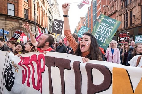 Hàng chục nghìn người biểu tình ở Manchester. (Nguồn: AFP/Getty Images)