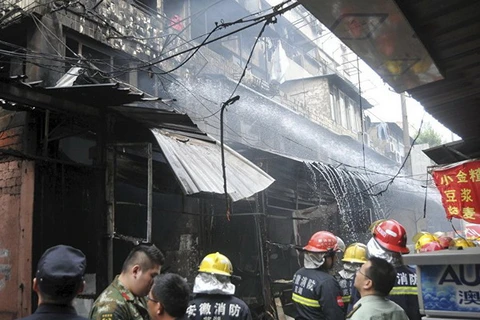 Hiện trường vụ nổ ở Trung Quốc. (Nguồn: Reuters)