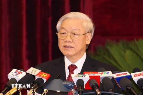 Tổng Bí thư Nguyễn Phú Trọng phát biểu bế mạc. (Ảnh: Thống Nhất/TTXVN)