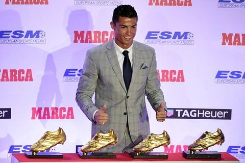 Ronaldo là cầu thủ đầu tiên 4 lần giành danh hiệu Chiếc giày vàng châu Âu. (Nguồn: AFP/Getty Images)