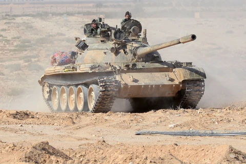 Xe tăng T-55 của Sư đoàn số 18 thuộc Quân đoàn 3 của quân độ Syria. (Nguồn: Sputnik)