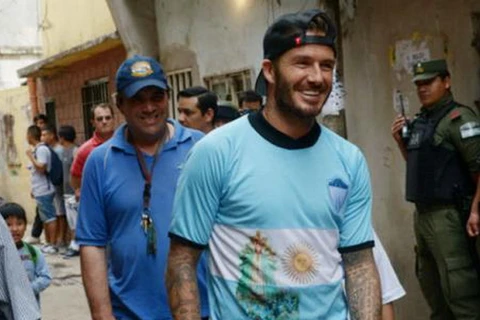 David Beckham đến Argentina. (Nguồn: elcomercio)