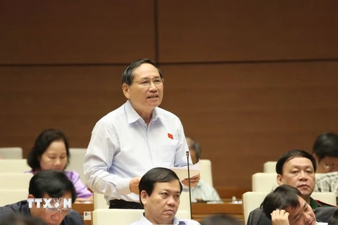 Đại biểu Quốc hội tỉnh Sơn La Phùng Khắc Đăng phát biểu ý kiến. (Ảnh: Phương Hoa/TTXVN)