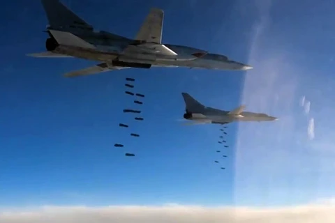 Máy bay Nga không kích vào các mục tiêu IS. (Nguồn: RIA Novosti)