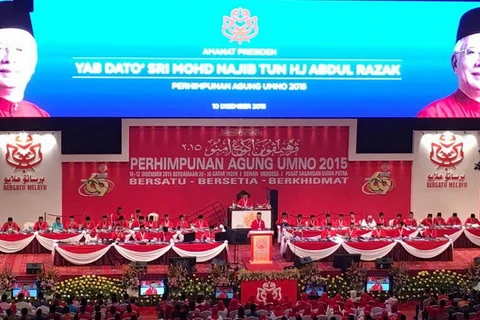 Thủ tướng Najib, Chủ tịch UMNO tại Đại Hội Đảng UMNO lần thứ 69. (Ảnh do đoàn cung cấp)