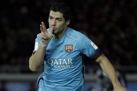 Suarez ghi cả ba bàn thắng cho Barcelona. (Nguồn: EPA)
