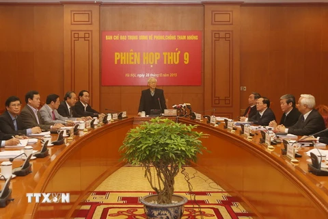 Tổng Bí thư Nguyễn Phú Trọng phát biểu chỉ đạo tại Phiên họp. (Ảnh: Trí Dũng/TTXVN)