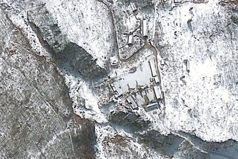 Hình ảnh vệ tinh bãi thử hạt nhân Punggye-ri ở Triều Tiên. (Nguồn: BBC)