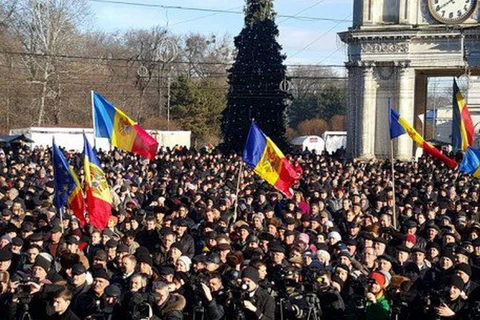 Người dân Moldova biểu tình. (Nguồn: AP)
