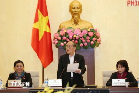 Chủ tịch Quốc hội Nguyễn Sinh Hùng phát biểu. (Ảnh: Phương Hoa/TTXVN)