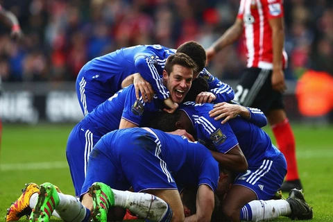 Niềm vui của các cầu thủ Chelsea khi giành chiến thắng. (Nguồn: Getty Images)