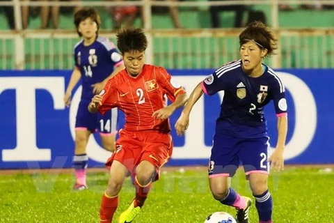 Tuyển nữ Việt Nam sẽ tái ngộ Nhật Bản ở vòng loại Olympic. (Ảnh: Minh Chiến/Vietnam+)