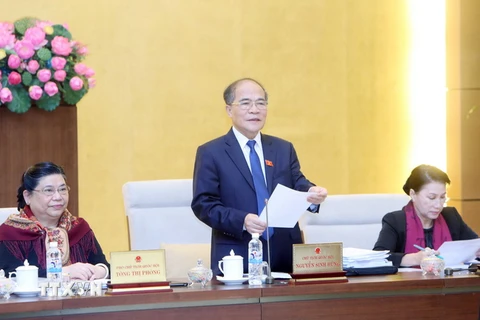 Chủ tịch Quốc hội Nguyễn Sinh Hùng phát biểu. (Ảnh: Nhan Sáng​/TTXVN)