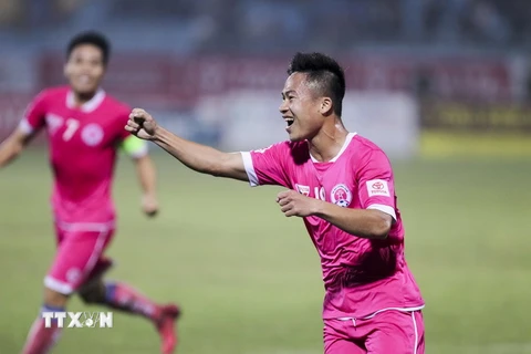 Tân binh Hà Nội có chiến thắng thứ 2 ở V-League 2016. (Ảnh: Quốc Khánh/TTXVN)